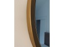Pair Of Round Gold Wall Mirrors - Metal And Wood