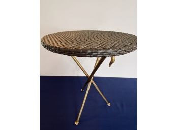 Single Mecox Gardens Outdoor Wicker And Brass Side Table