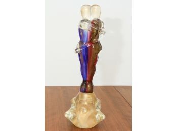 1980's Murano Glass Embracing Couple Figurative Sculpture