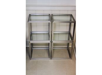 Pair Of Glass/Metal Shelves