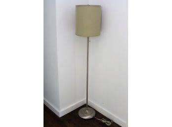 Brushed Metal Standing Lamp With Olive Shade