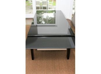 Modern Calligaris Black Tempered Glass Dining Table On Black Wood Legs