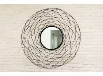 Modern Round Decorative Mirror - Metal Wire