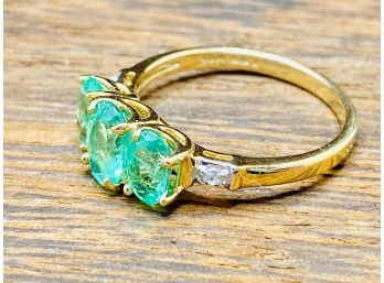 Green Ethiopian Emerald 10k Yellow Gold Ring 1.33ctw - Size 6