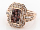 Red And White Diamond Ring 10k Rose Gold 1.50ctw - Size 6