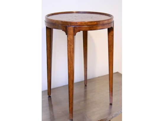 Round Wooden Side Table  - Dark Brown