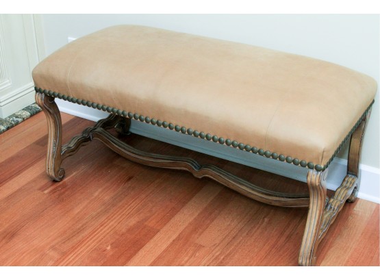 Kreiss Renaissance Bench With Nailheads And Carved Wood Legs