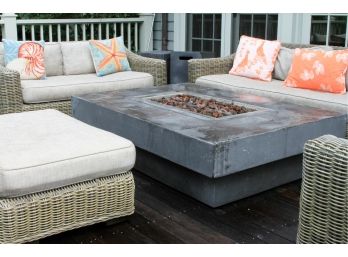 Outdoor Propane Fire Table - Resin Table - Lava Rock