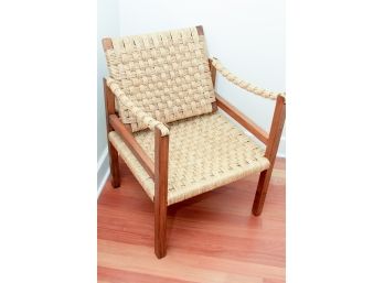 Nautical Theme Woven Chair With Wood Frame