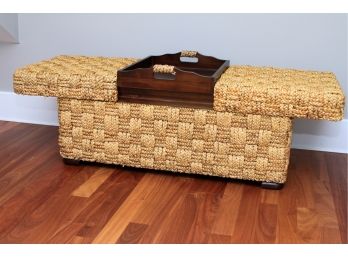 Rattan Storage Coffee Table With Hidden Tray