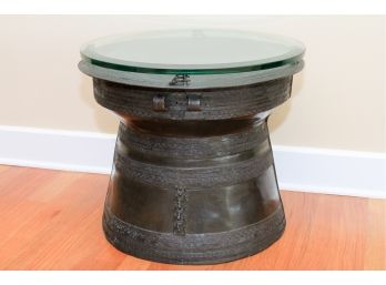 Kreiss Bronze Rain Drum Table With 1/2' Glass Top