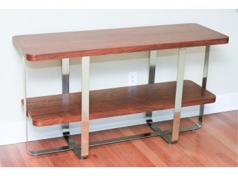 Cherry Wood And Chrome 2 Tier Console Table