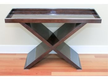 Kreiss Atlas Wood And Chrome X Base Console Table