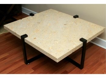 Large Kreiss Libra Concrete And Metal Coffee Table With Shellstone Top