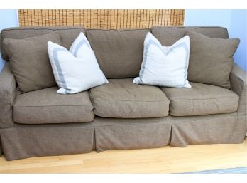 Brown Slip-covered Sleeper Couch