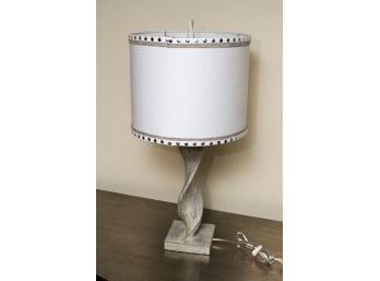 Distressed Painted Lamp With White Shade