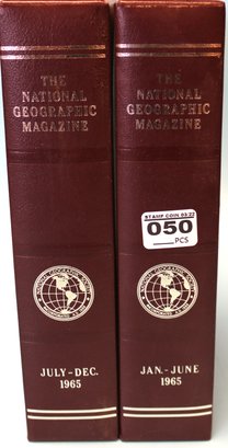 National Geographic Magazines, Full Year 1965 In Two Leather Bound Slip Covers