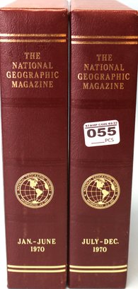 National Geographic Magazine, Full Year 1970 In Two Leather Bound Slip Covers