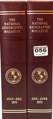 National Geographic Magazine, Full Year 1971 In Two Leather Bound Slip Covers