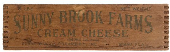 Vintagfe Sunny Brook Farm Wooden Cream Creas Crate, 8 Lbs, Nice3 Advertising Pint, Dovetailed