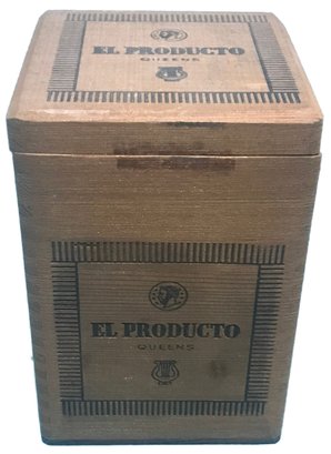 Vintage El Producto Queens Standing Wooden Cigar Box, 4.75' Sq. X 7H'