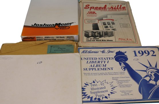 Lot Of Older Stamp Collecting Books, 1972-73 Scotts Catalog And Varied Album Update Pages And Supplies