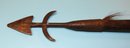 Vintage Metal Spear Tip Mounted To Carved Wood Shaft