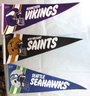 Three NFL Team Pennants - Seahawks - Saints - Vikings