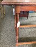 Nice Antique Tavern Table With Turned Legs And Stringers, Dimension 50.5'W X 27'D X 31'H