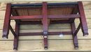 Diminutive Leather Top Bench With  Nail Head Trim & 6-Legs, 28' X 14' X 14'