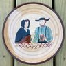 Vintage Hand Painted Pennsylvania Amish Couple Signed Pennsbury Pottery, 8.25' Diam.