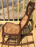 Antique Diminutive Walnut Ladies Cane Back & Seat Rocking Chair, 18' X 29.5' X 36'H, Nice Condition