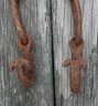 Two Antique Chains With Hooks On A Single Lifting Ring - Hooks Have Ramshead Design