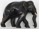 Vintage Collection Of Five Tourist Elephants, 1-Bronze 2-Wood  & 2-Bone, Largest 4.5' X 3.5'H