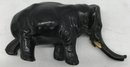Vintage Collection Of Five Tourist Elephants, 1-Bronze 2-Wood  & 2-Bone, Largest 4.5' X 3.5'H