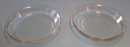 Pair Of Footed Silverplate Serving Dishes With Pyrex Glass Serving Liners - Mfd By Poole