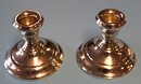 Pair Of Sterling Silver Weighted Candlesticks - 3' H