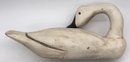 Vintage Pair  Carved White Decoys, 1-swan 12' X 5.5' X 5.5' & 1-duck