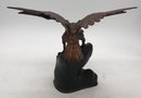 Vintage Bronze Standing Eagle With Wings Spread, 15' X 8' X 12'H