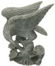 Large Vintage Chinese Carved Marble Or Jade Eagle Battling A Bear, 7'' X 4' X 10-3/8'H