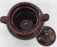 Vintage Brown Glazed USA Bean Pot With Lid, 7.25' X 8.5' X 6'H