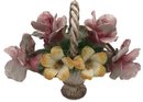 LARGE Vintage Italian Capodimante Porcelain Flower Basket, 16' X 10' X 12', Minimal Petal Damage