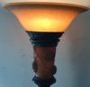 Elegant Modern Pinecone Camp Themed Torchier Floor Lamp, 15.5' Diam. Glass Shade, 72'H