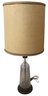 American Bi-Centennial (1776-1976) Embossed Glass Bottle Made Into Table Lamp On Wood Base
