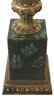 Vintage Marblized Glazed Table Lamp On Bronze Plinth With Bronze Accents