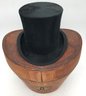 Antique Men's Beaver High Top Hat In Custom Tooled Leather Boundary Case 14' X 13' X 11.5'H,