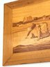 Wonderful Antique Inlaid Mahogany Marquetry  Plaque Of Women Picking Up Wheat, 17.25' X 14.5'H