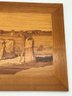 Wonderful Antique Inlaid Mahogany Marquetry  Plaque Of Women Picking Up Wheat, 17.25' X 14.5'H