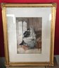 Antique Framed And Matted Watercolor Of Nursery Signed Albert Lynch, 21.5' X 27'H