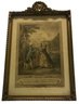 Antique 18thC Hand-Colored Etching In Gilt Frame With Crest